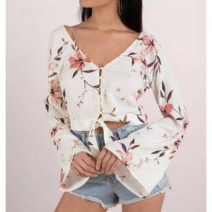 Tobi Grace Beige Multi Blouse